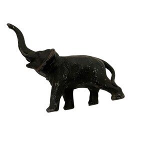 Vintage Black Elephant Iron  Figurine Statue 3 1/2" Black